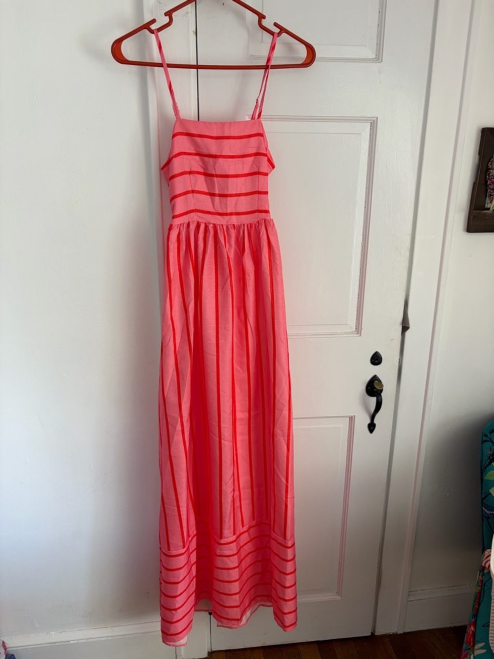 Coral Pink Striped Maxi Dress